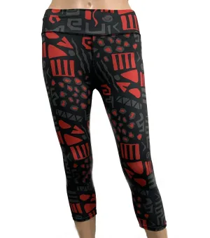 Black/Garnet Leopard Capri Leggings- sale!
