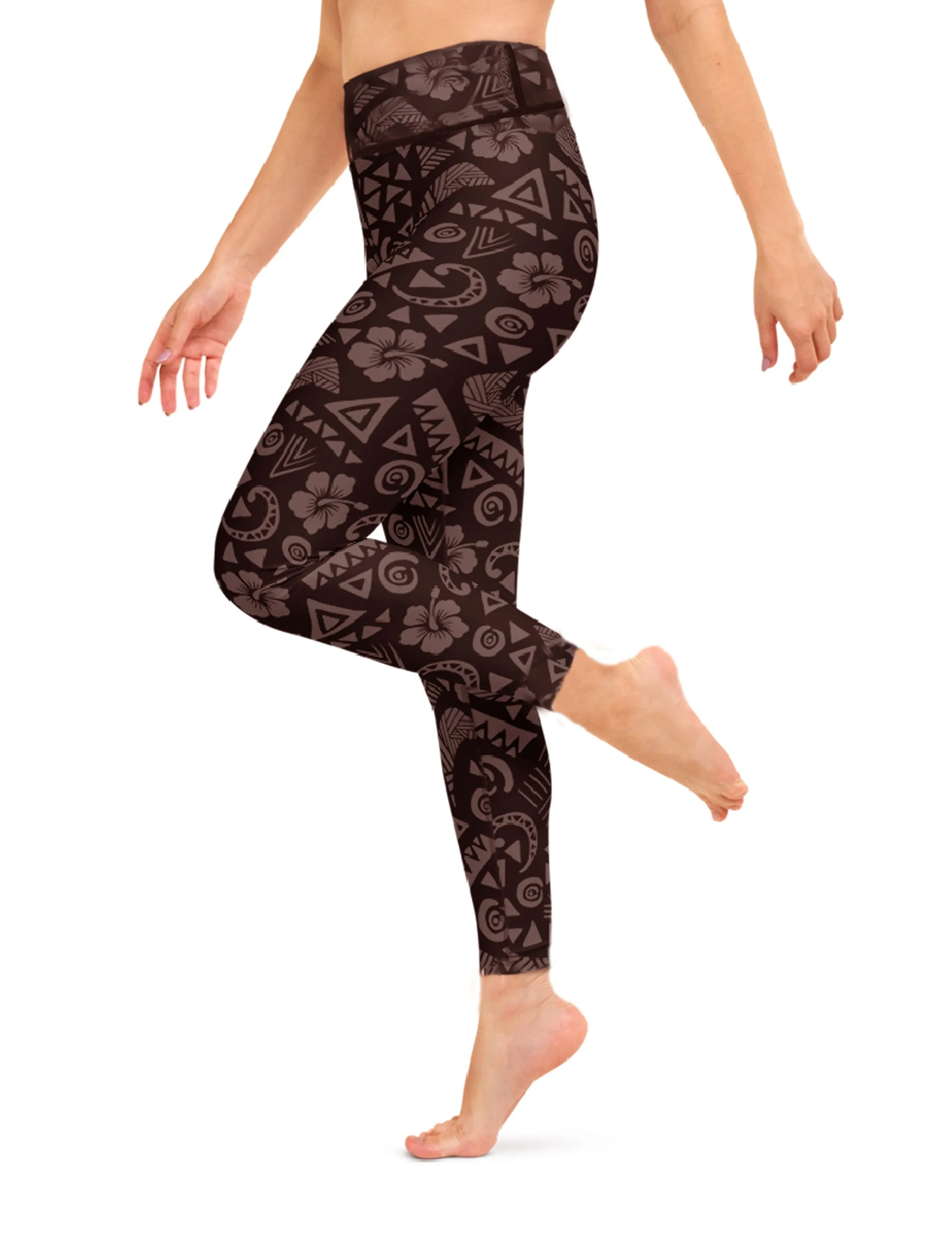 Black/gray Floral Capri Leggings