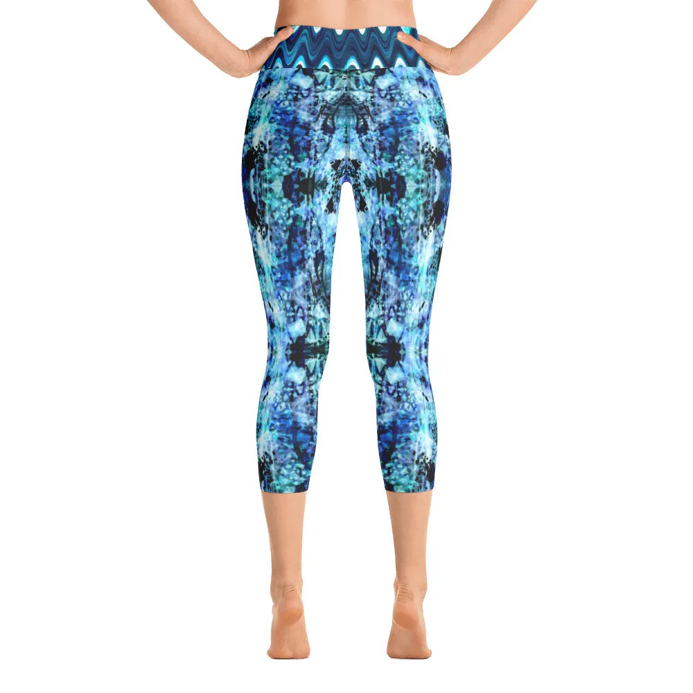 Blue Butterflies - Yoga Capri Leggings