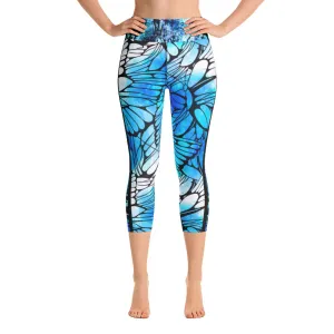 Blue Butterflies - Yoga Capri Leggings