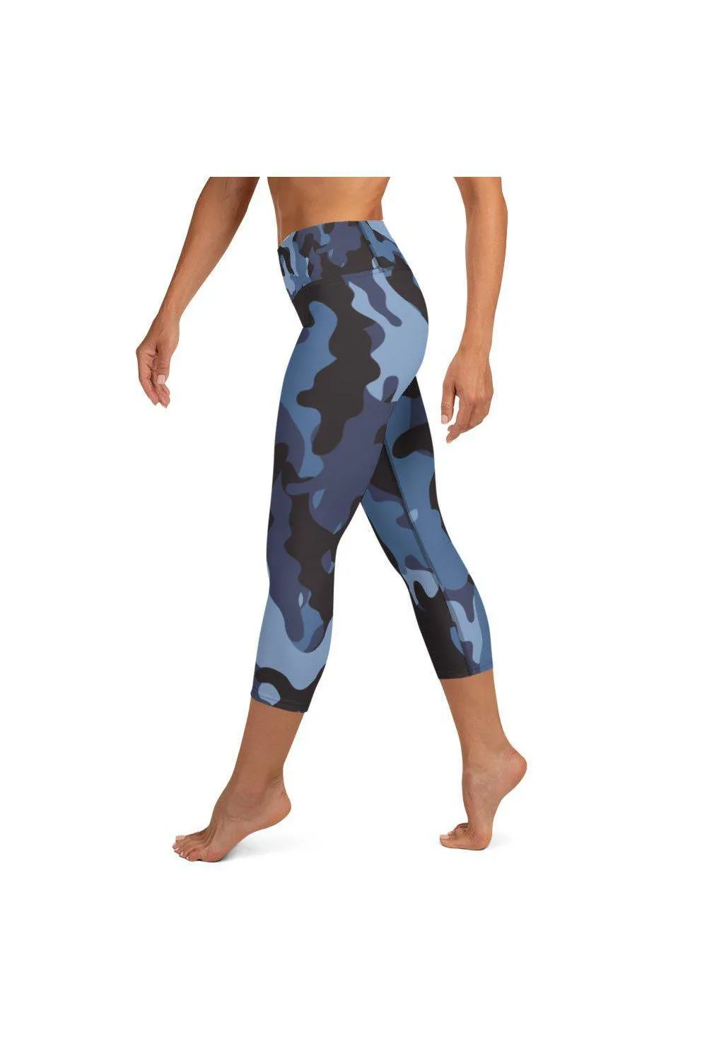 Blue Camo Yoga Capri Leggings
