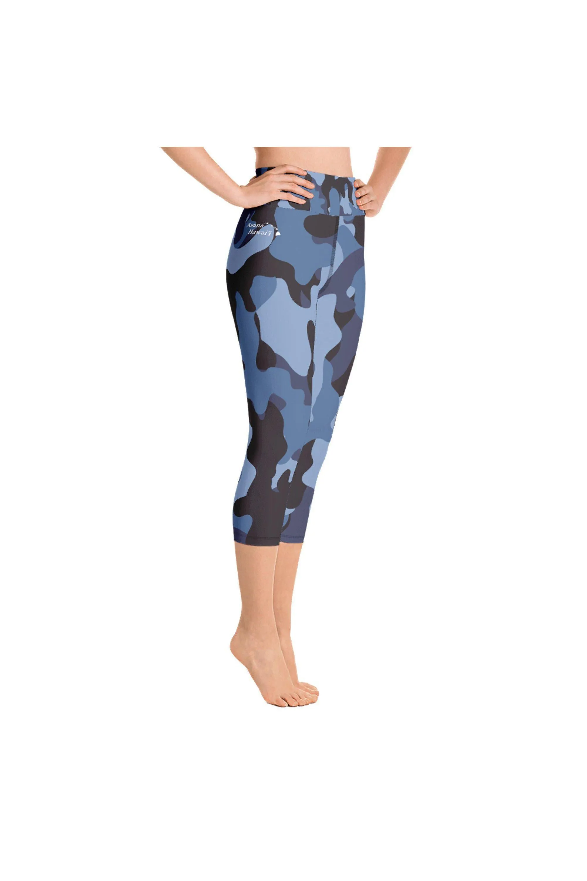 Blue Camo Yoga Capri Leggings