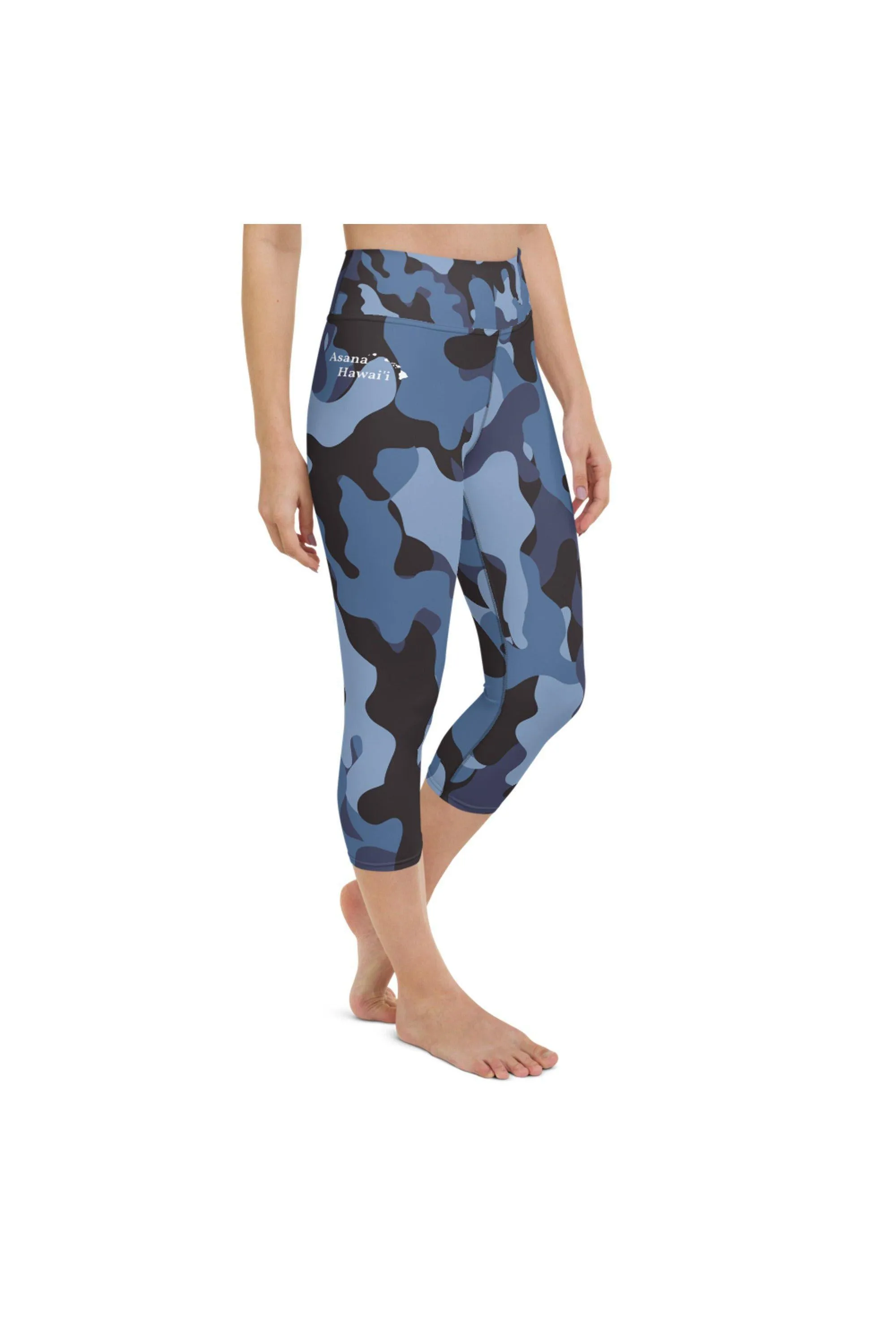 Blue Camo Yoga Capri Leggings