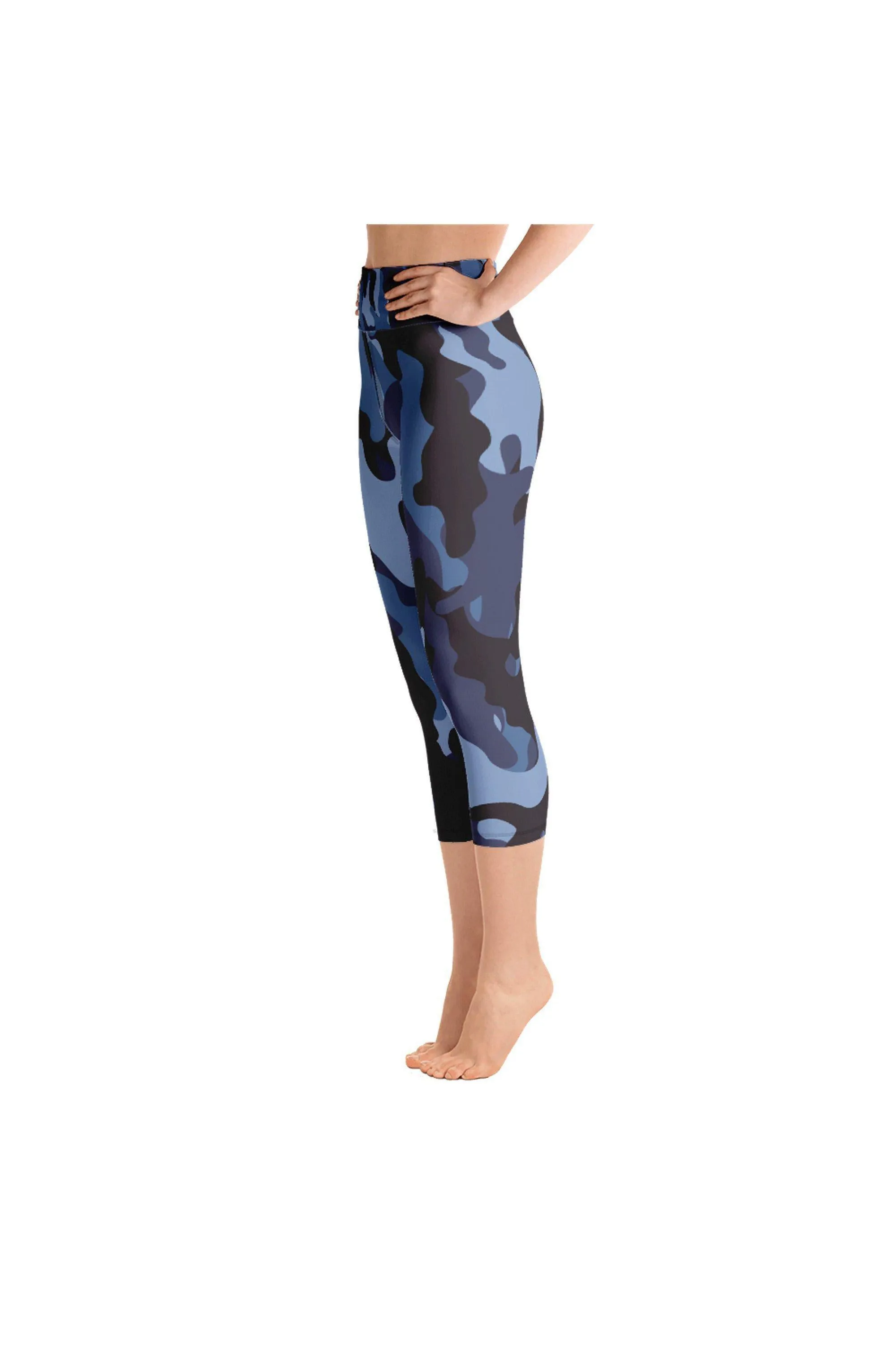 Blue Camo Yoga Capri Leggings