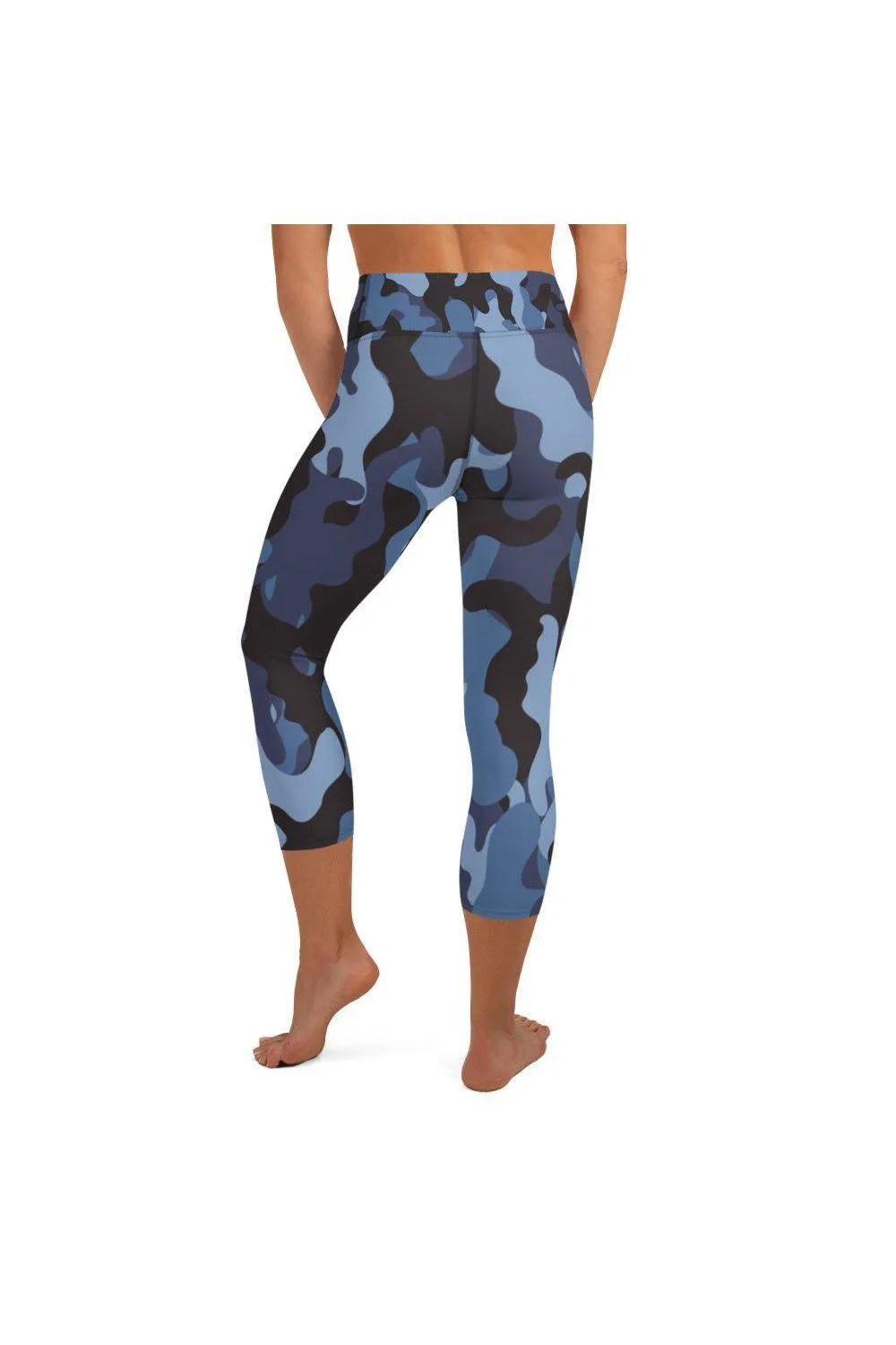Blue Camo Yoga Capri Leggings