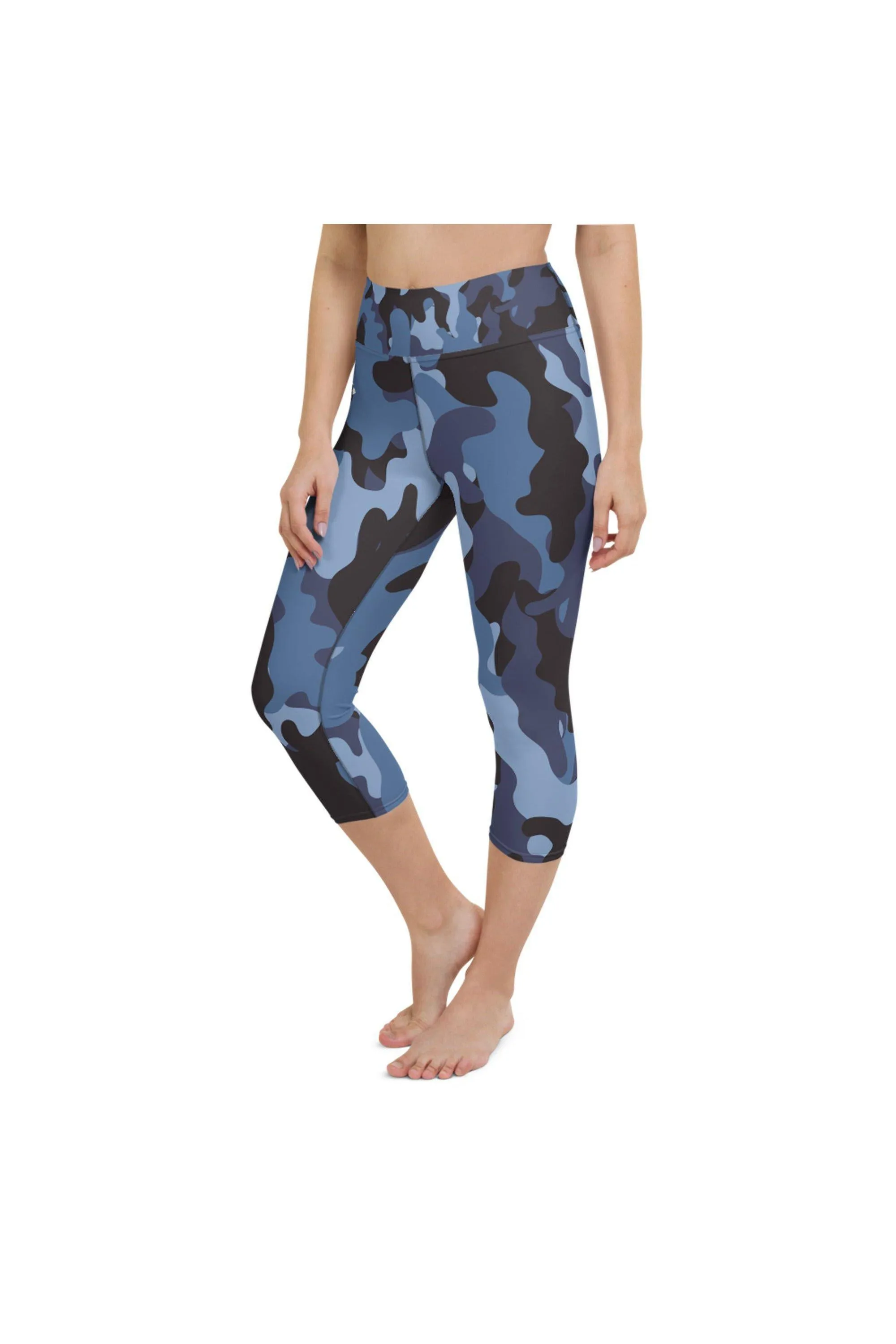 Blue Camo Yoga Capri Leggings