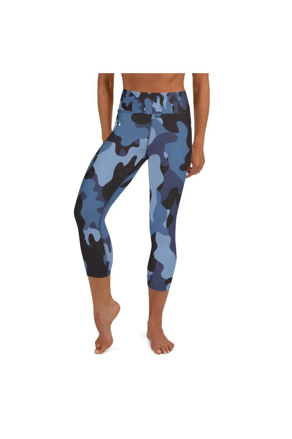 Blue Camo Yoga Capri Leggings