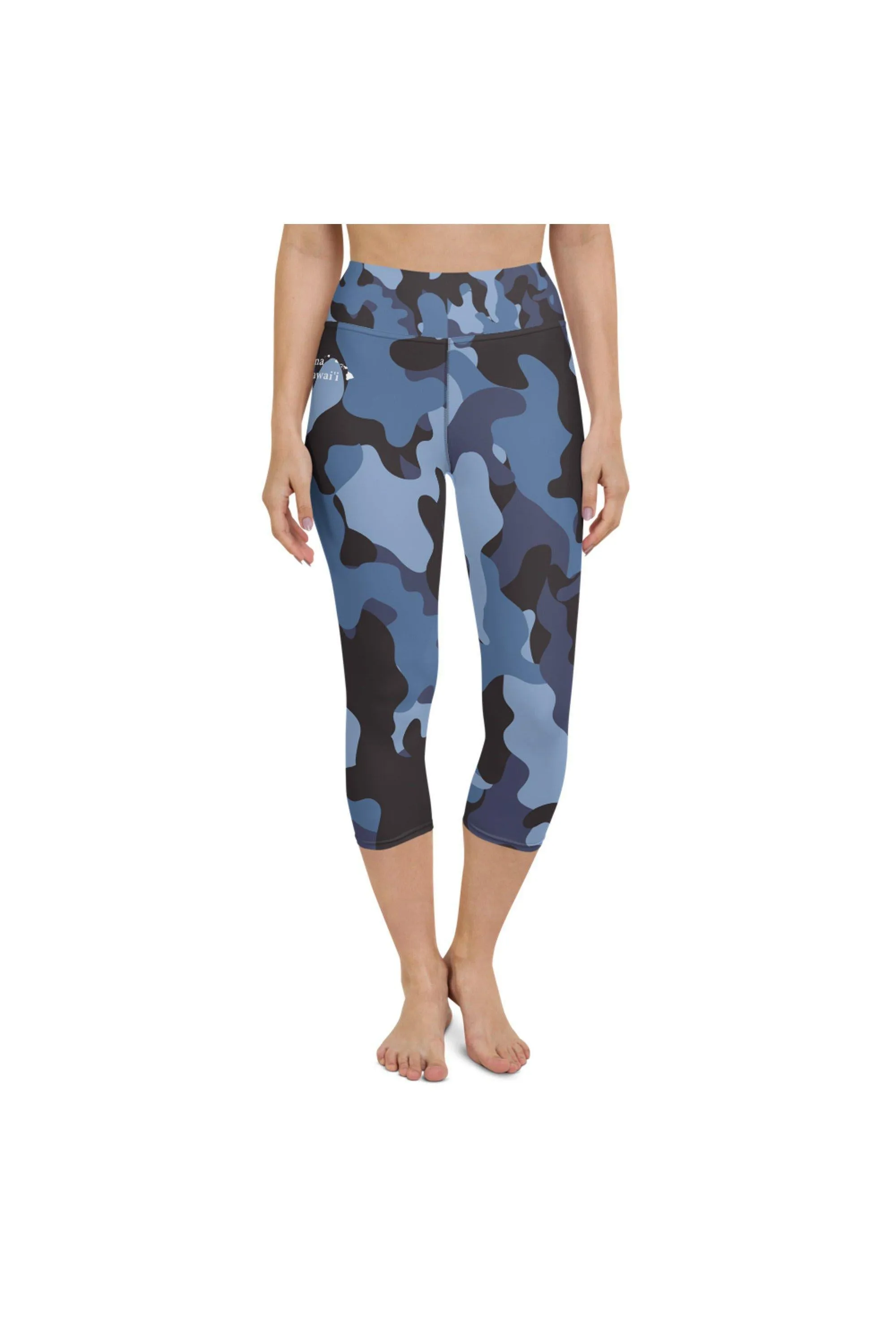 Blue Camo Yoga Capri Leggings