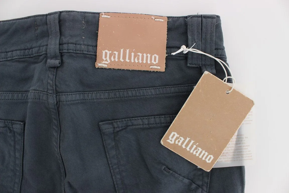 Blue Cotton Blend Slim Fit Bootcut Jeans