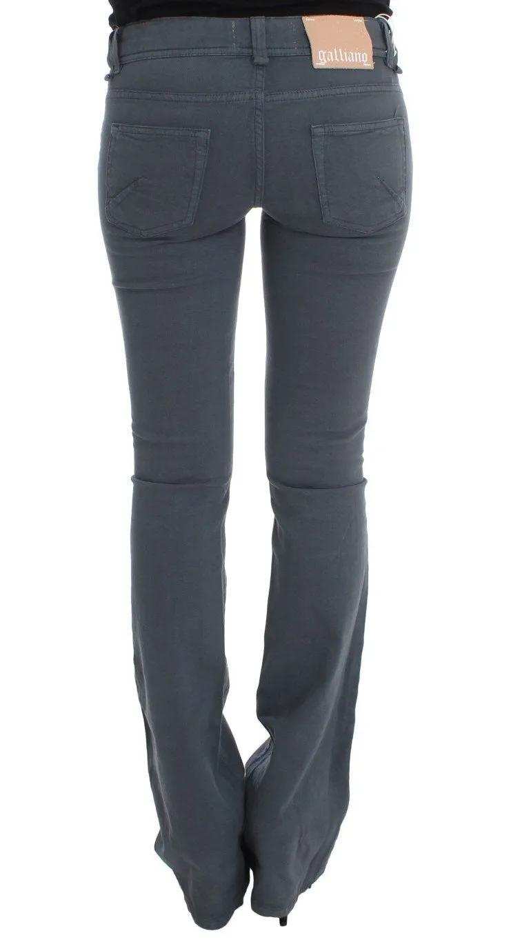 Blue Cotton Blend Slim Fit Bootcut Jeans