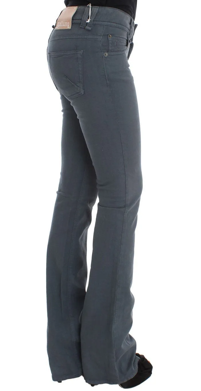 Blue Cotton Blend Slim Fit Bootcut Jeans