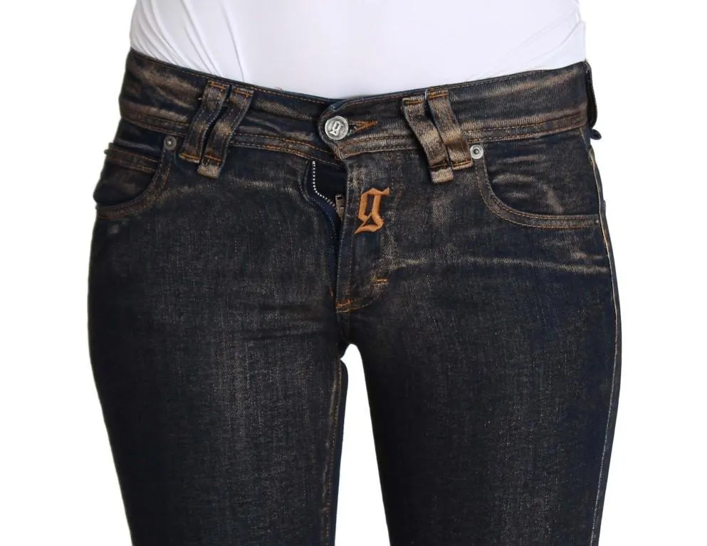 Blue Dark Cotton Stretch Flare Bootcut Jeans