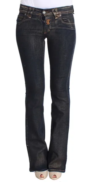 Blue Dark Cotton Stretch Flare Bootcut Jeans