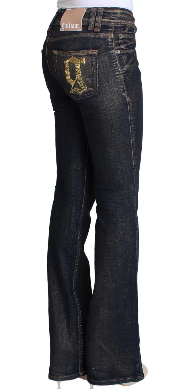 Blue Dark Cotton Stretch Flare Bootcut Jeans