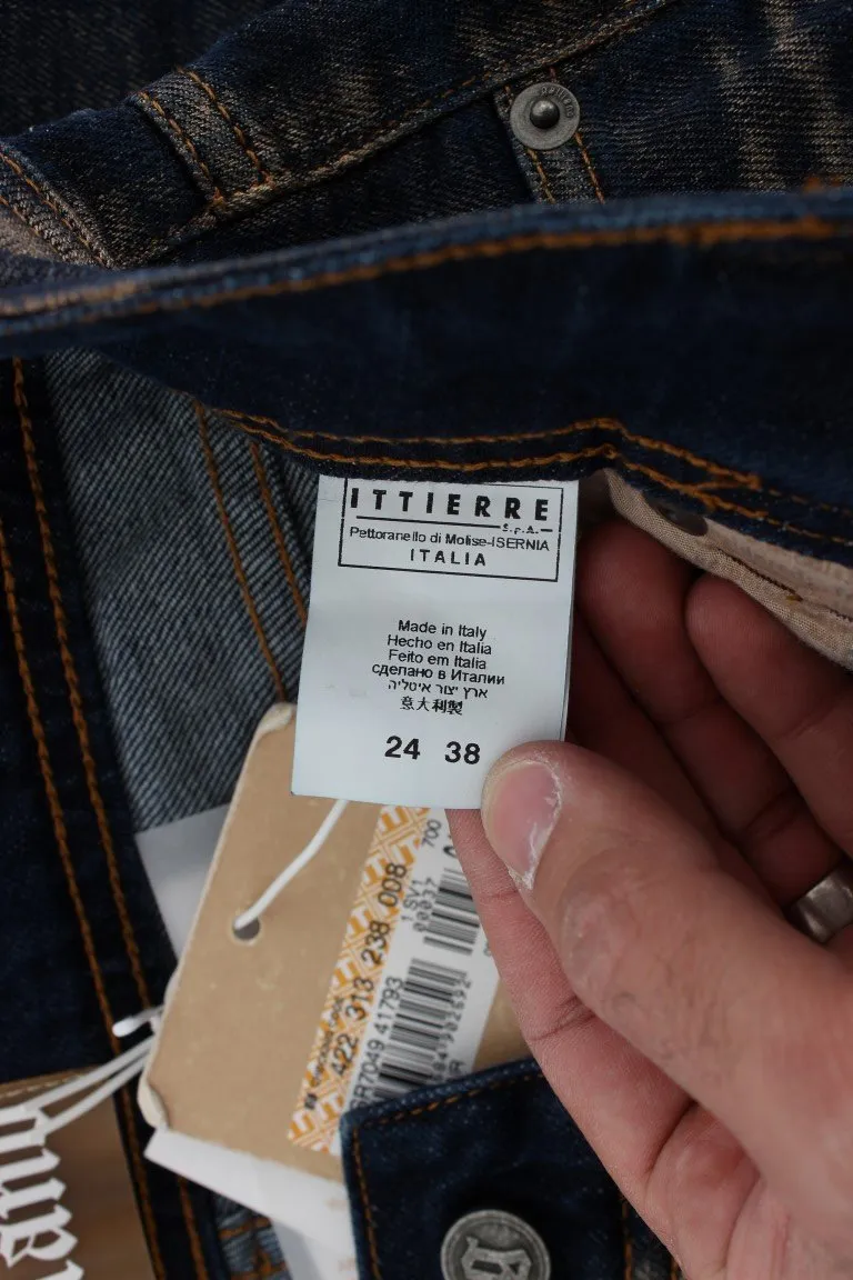 Blue Dark Cotton Stretch Flare Bootcut Jeans
