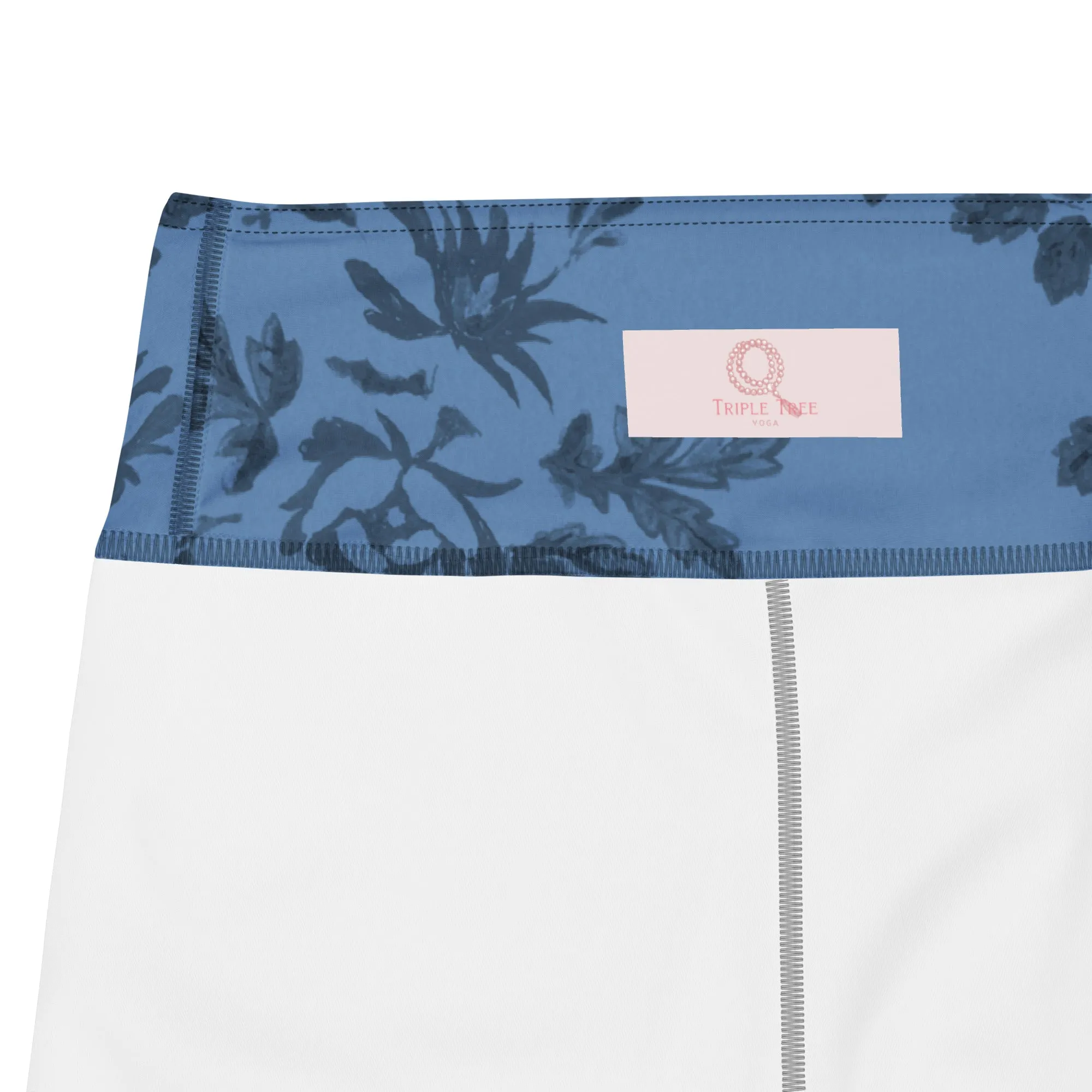 Blue floral yoga capri leggings
