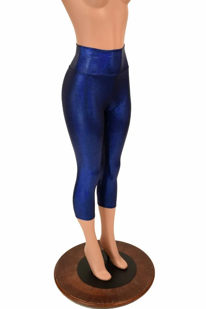 Blue High Waist Capri Leggings