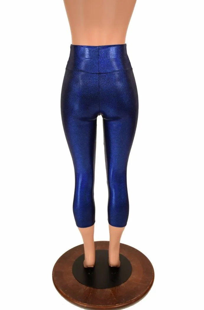 Blue High Waist Capri Leggings