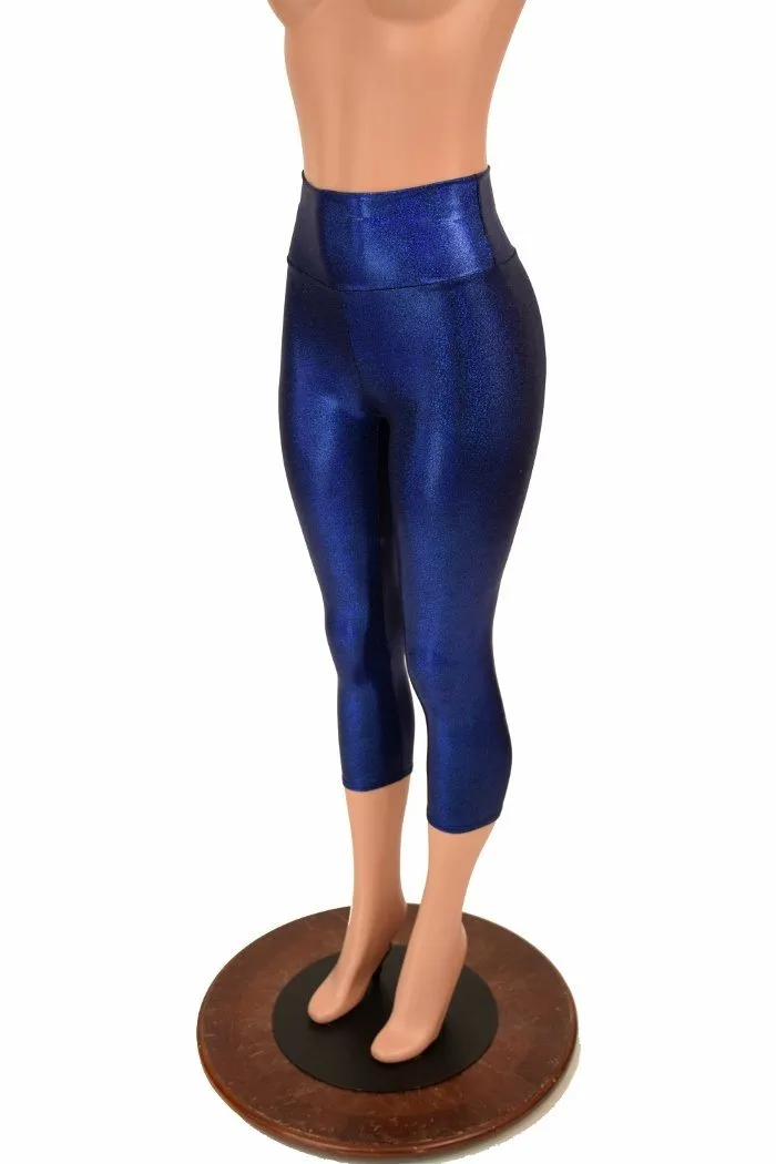 Blue High Waist Capri Leggings