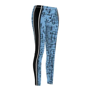 Blue/black Channel Print Capri Leggings- sale!