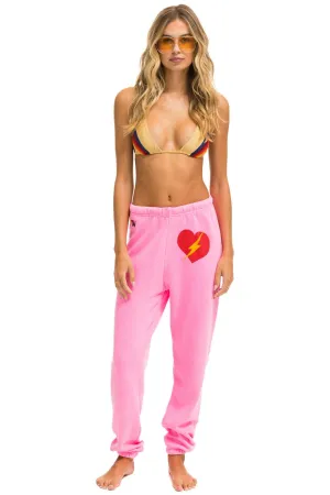 BOLT HEART SWEATPANTS - NEON PINK