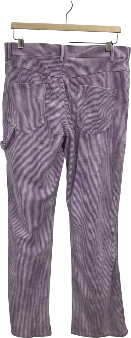 boohooMan Purple Fixed Waist Slim Flare Tie Dye Corduroy Trouser W34