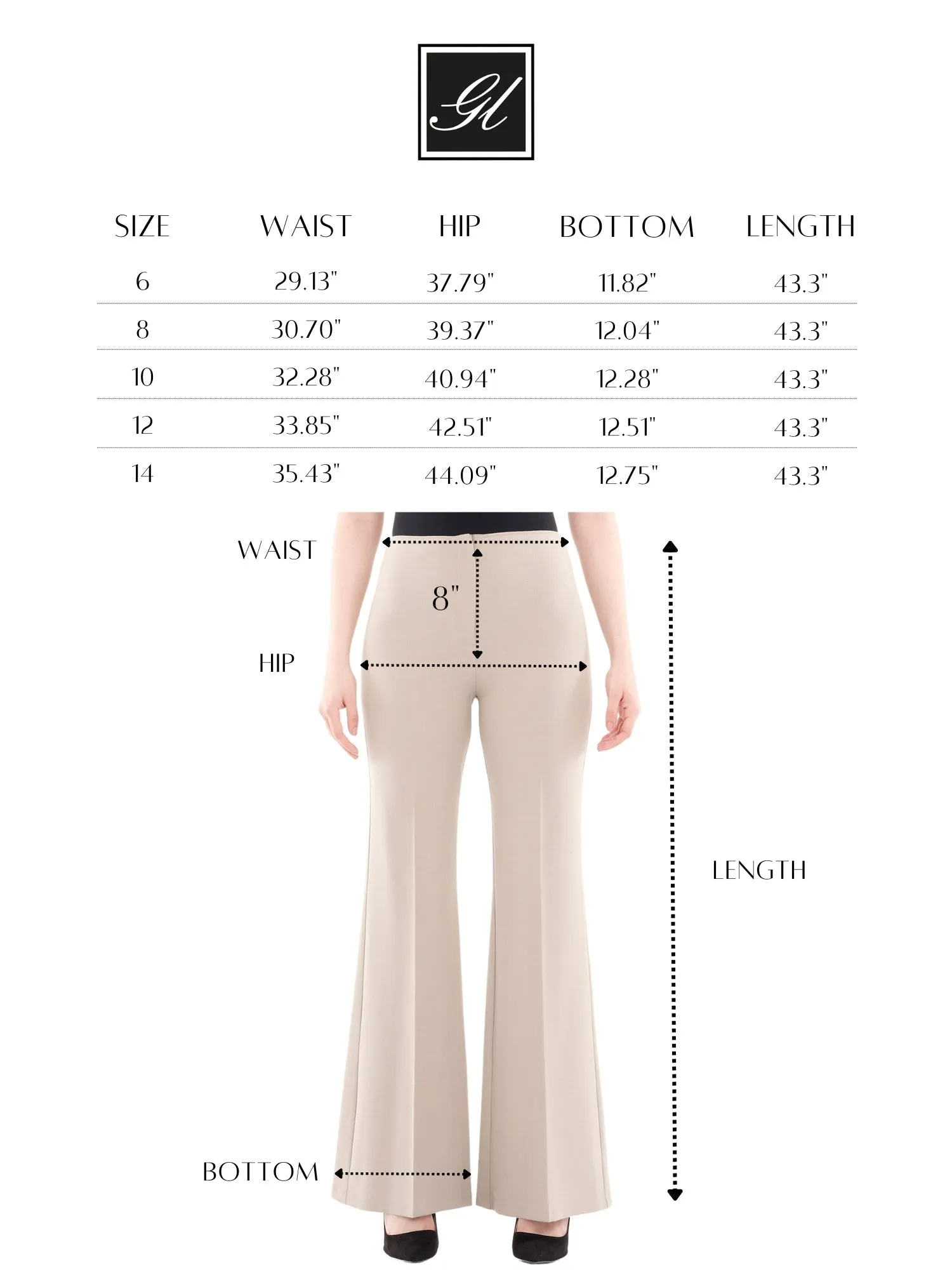 Bootcut Pants - High Waisted Flare Trousers - G-Line