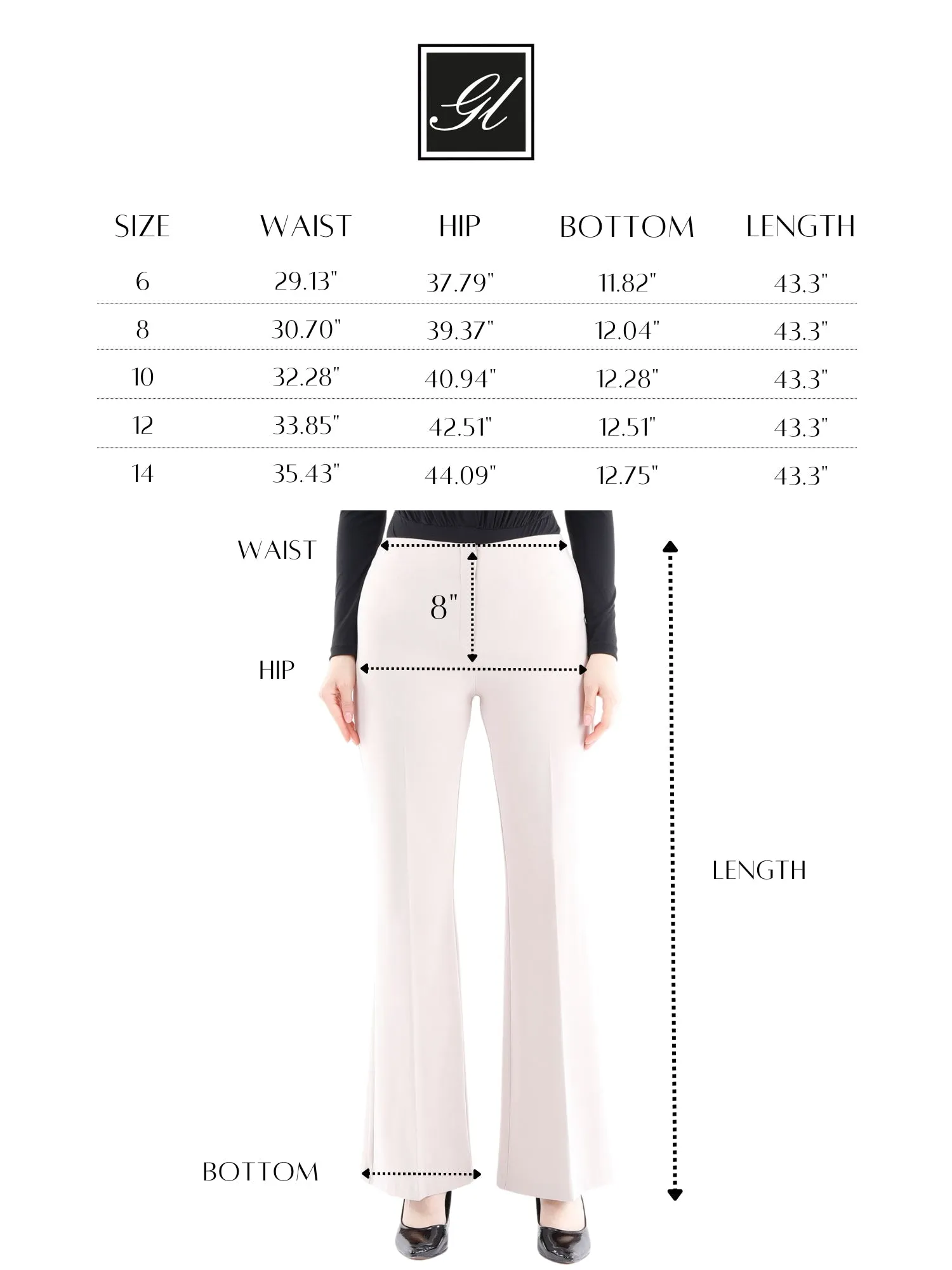 Bootcut Pants - High Waisted Flare Trousers - G-Line
