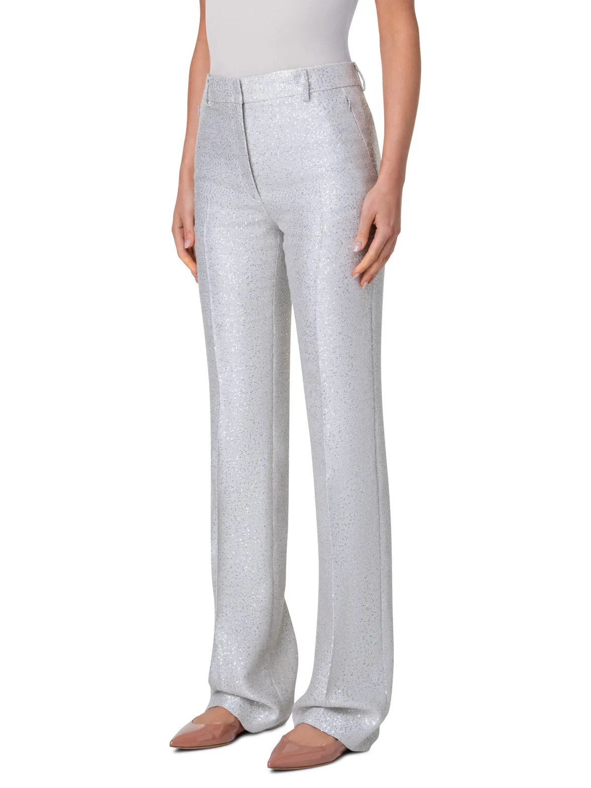 Bootcut Sequins Linen Blend Pants