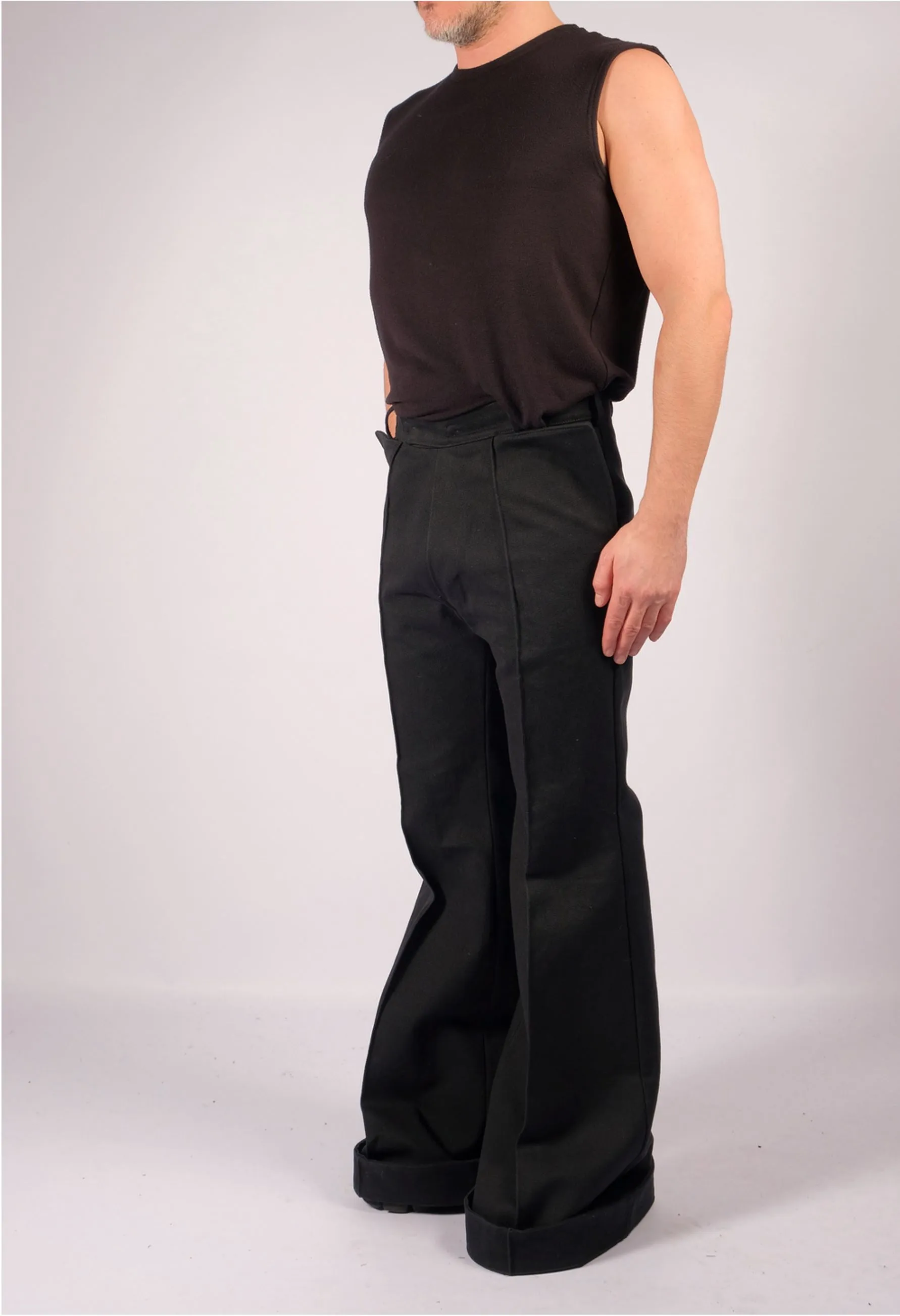 Bootcut Slim Canvas Trousers
