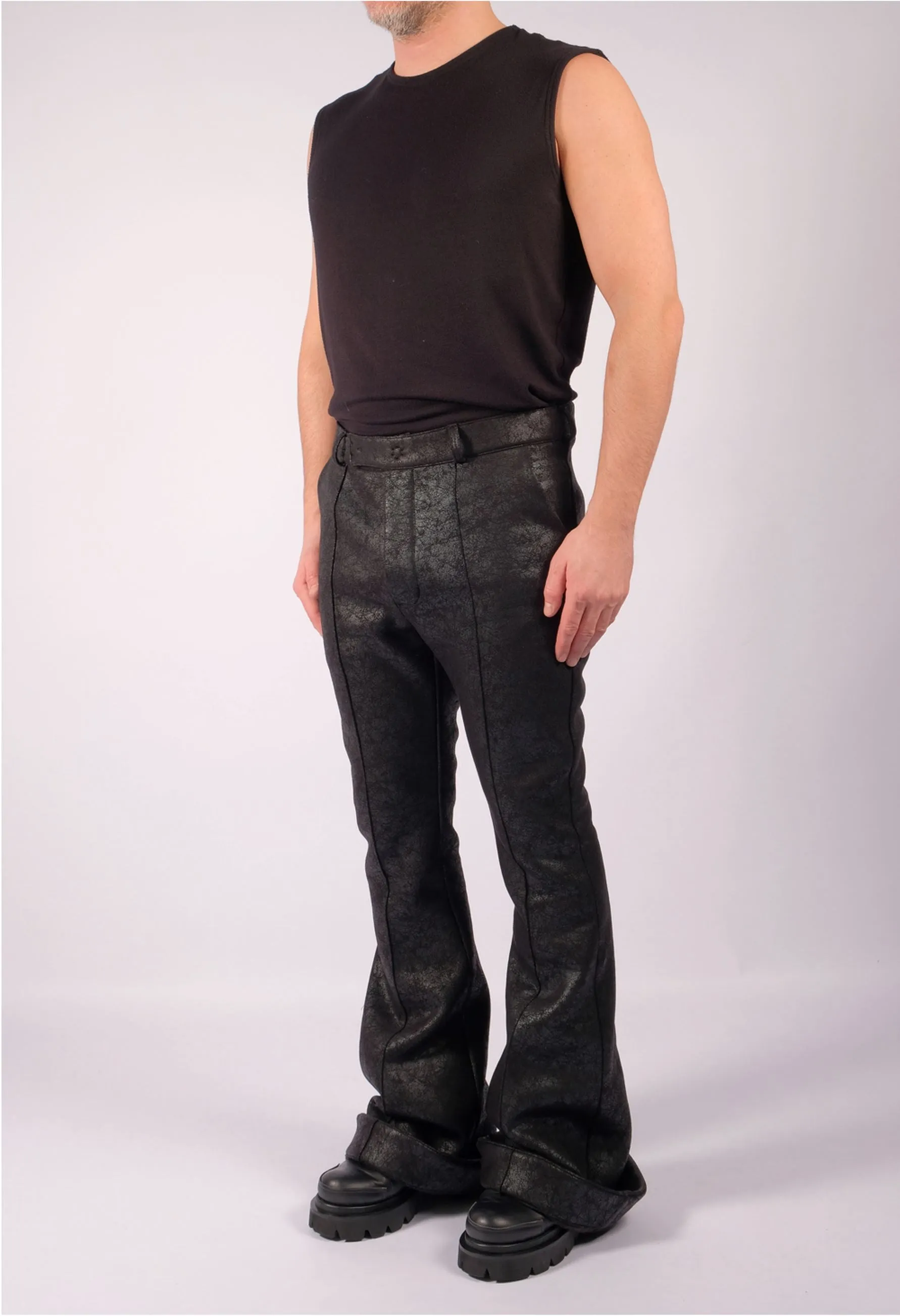 Bootcut Slim Leather Effect Trousers