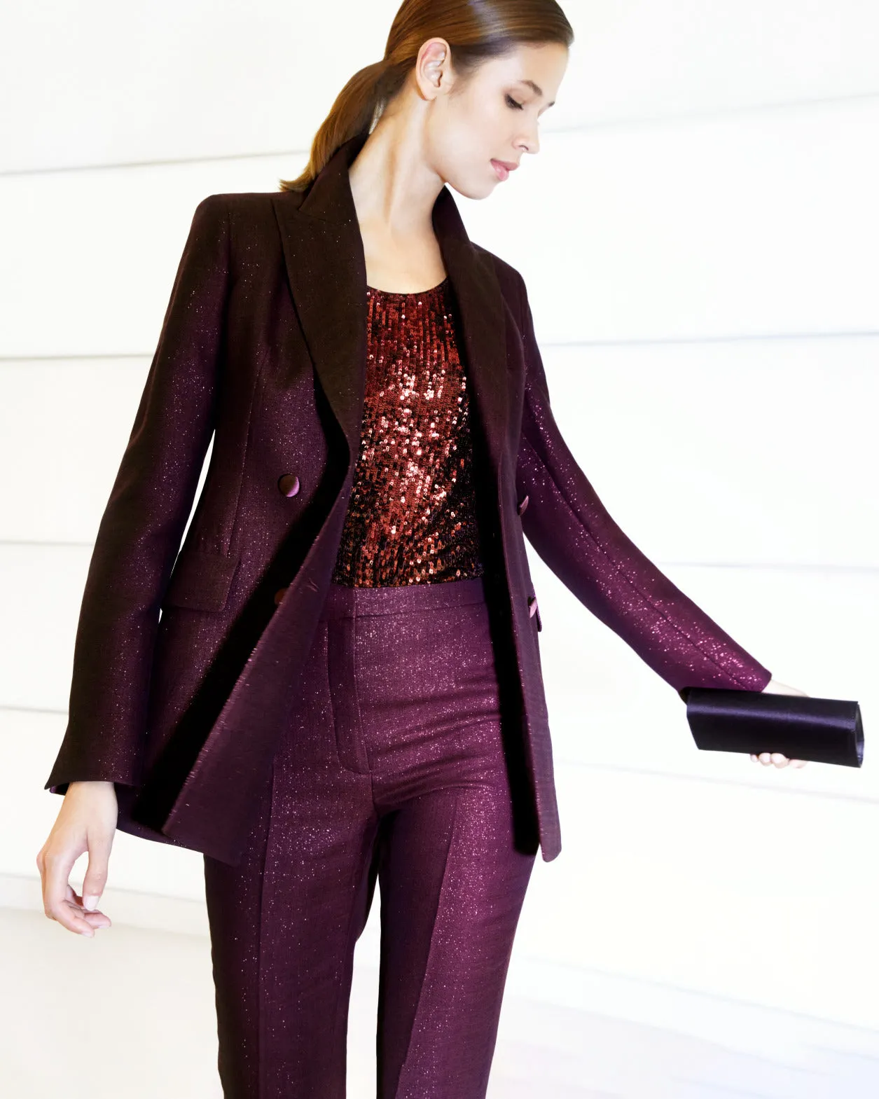 Bootcut Wool Lurex Double-Face Pants