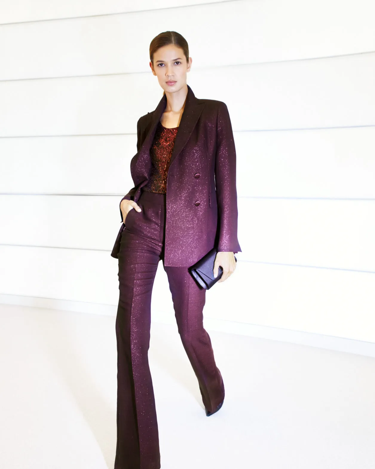 Bootcut Wool Lurex Double-Face Pants