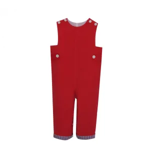 Boys Corduroy Longall | Red with Plaid Cuff