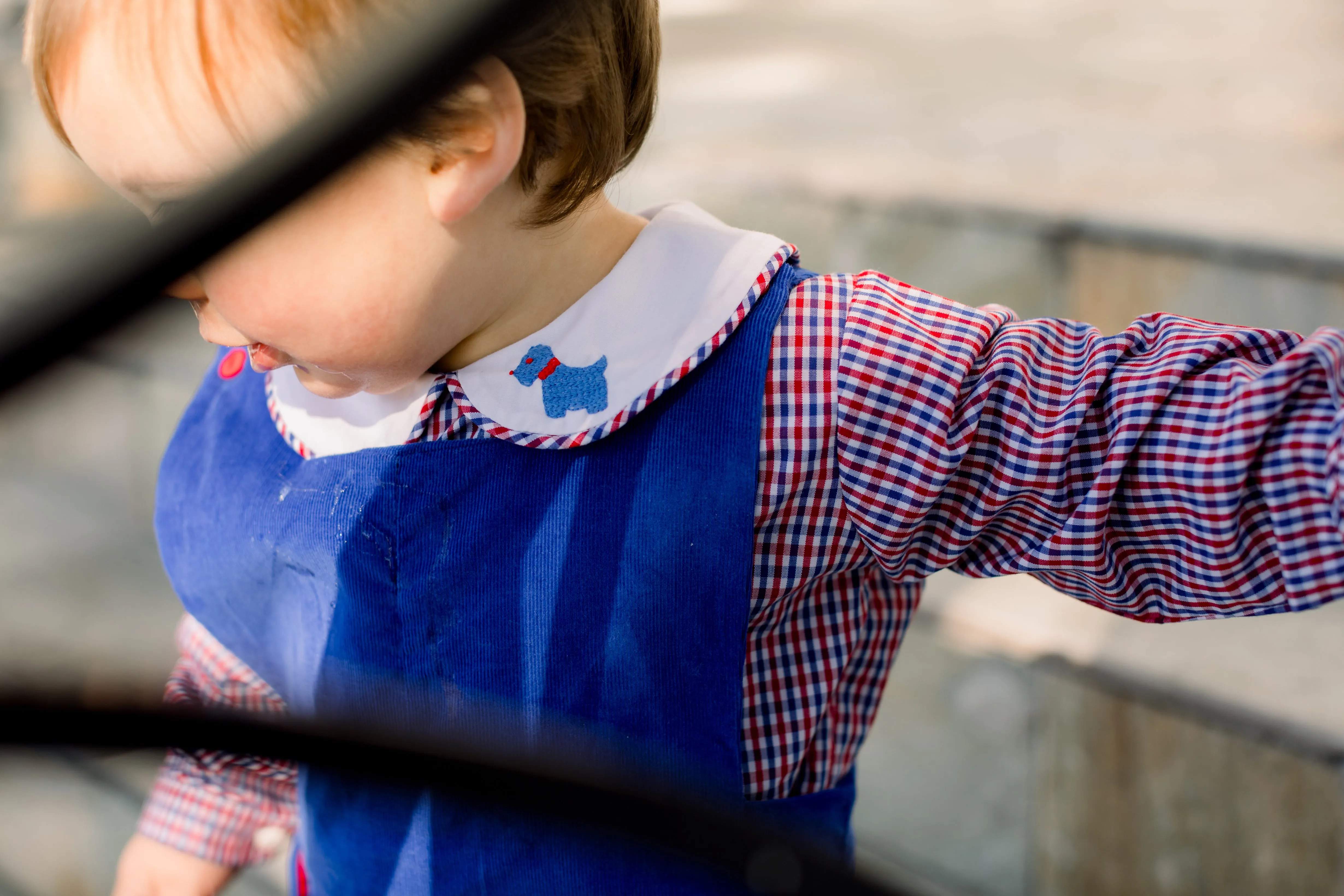 Boys Corduroy Longall | Royal Blue with Red Buttons and Tabs