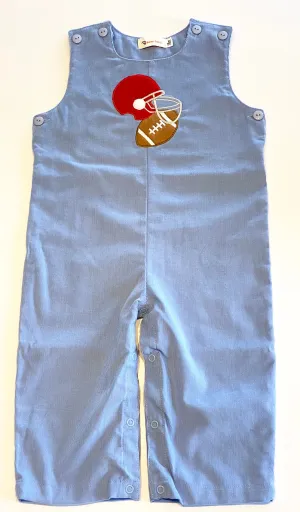 Boys Overalls | Blue with Football Applique