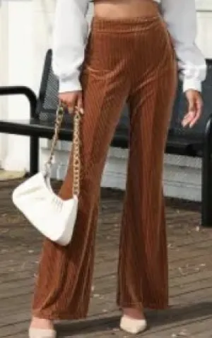 Brown Pull On Velvet Corduroy Pants