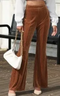 Brown Pull On Velvet Corduroy Pants