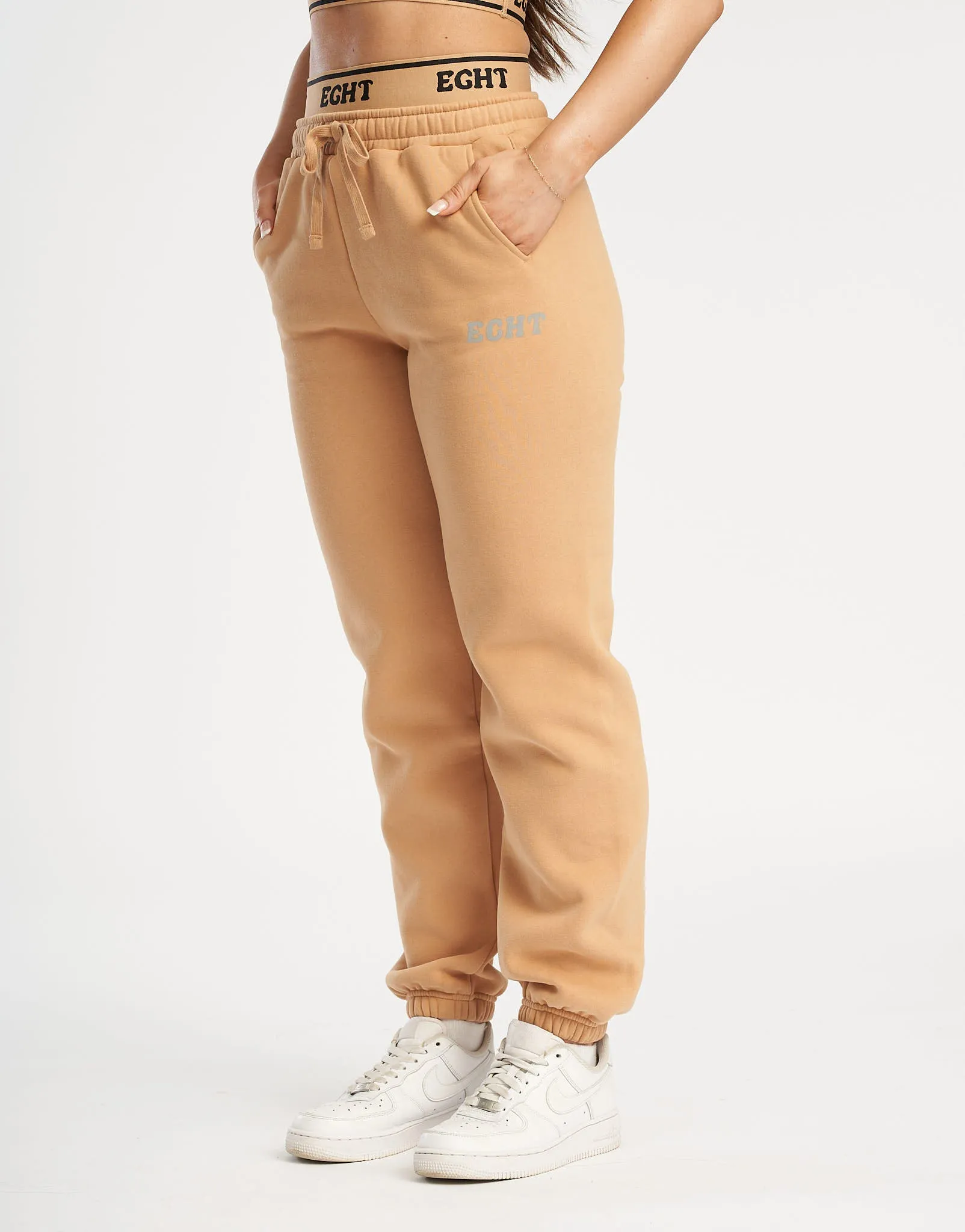 Bubble Banded Jogger Sweatpants - Tan
