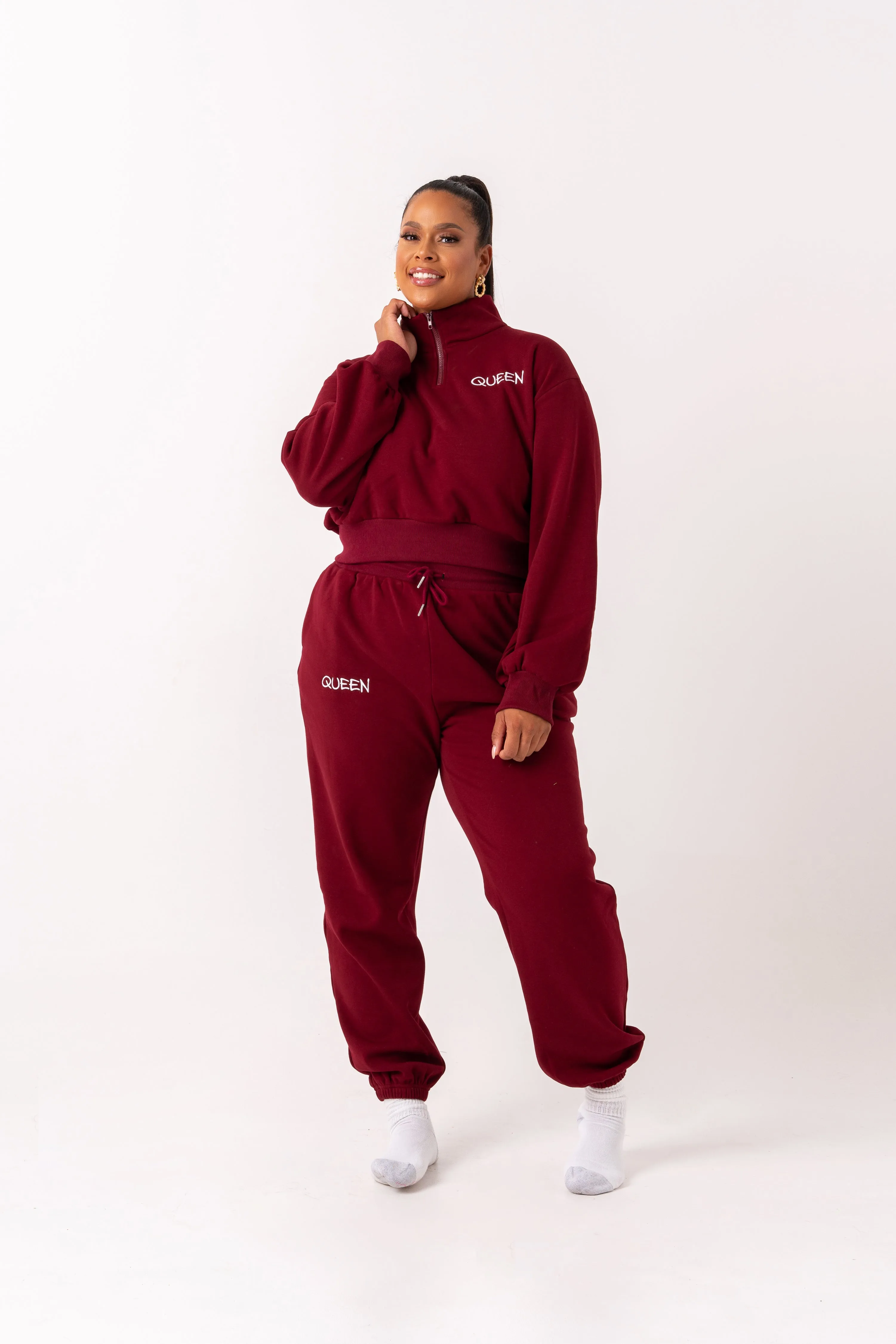 BURGUNDY QUEEN Pullover JOGGER Set