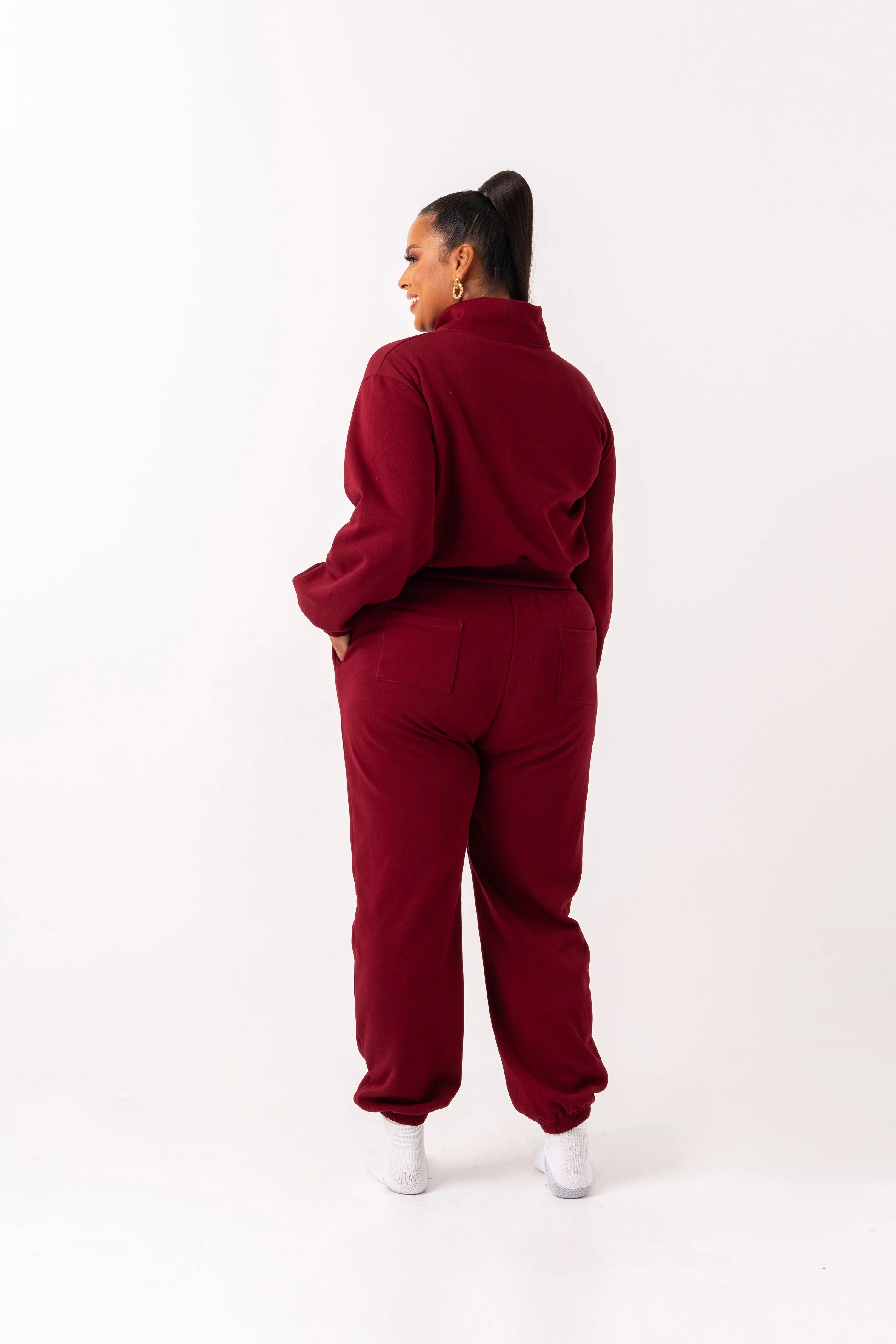 BURGUNDY QUEEN Pullover JOGGER Set