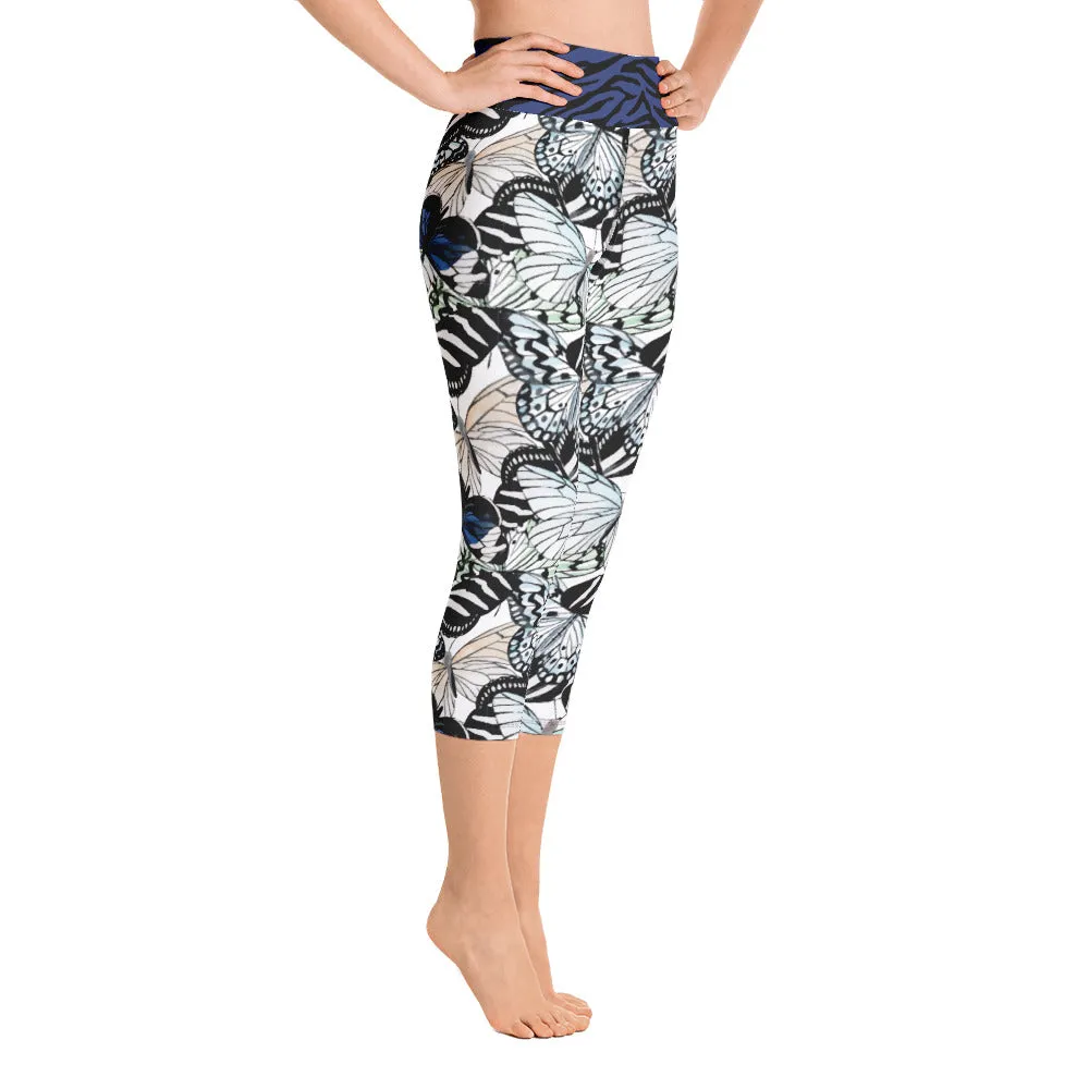 Butterflies and Zebra - Yoga Capri Leggings