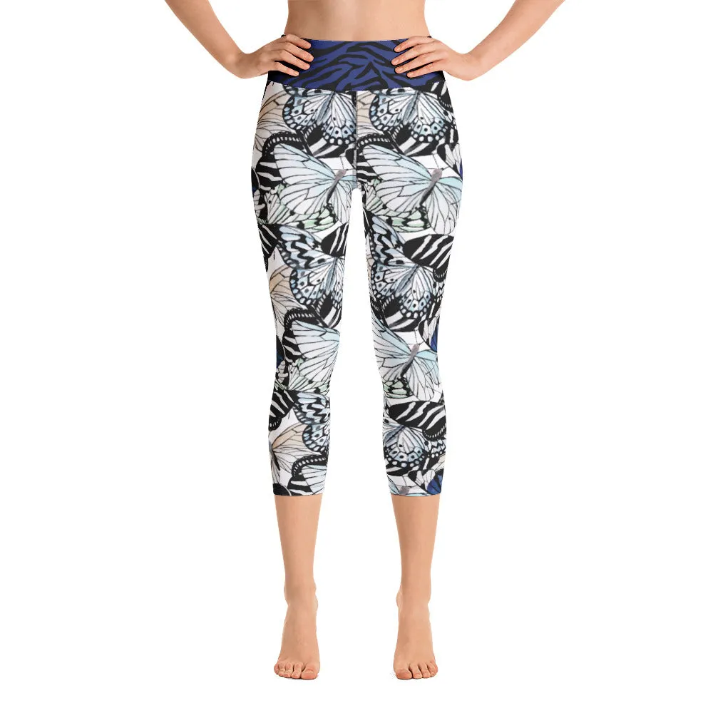 Butterflies and Zebra - Yoga Capri Leggings