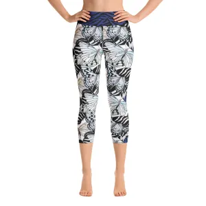 Butterflies and Zebra - Yoga Capri Leggings