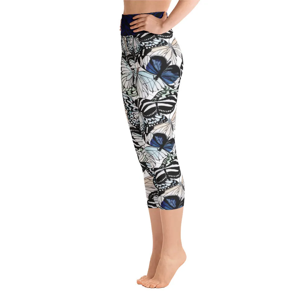 Butterflies and Zebra - Yoga Capri Leggings