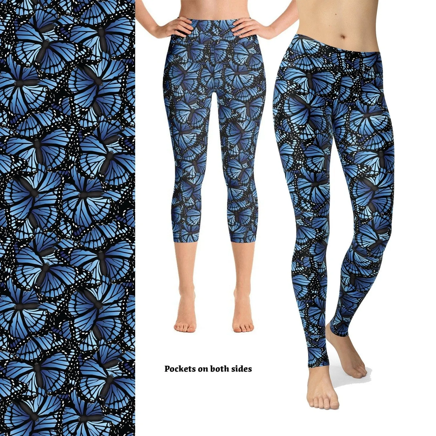 Butterfly Leggings Blue Butterfly Leggings with Pocket  Blue-spotted