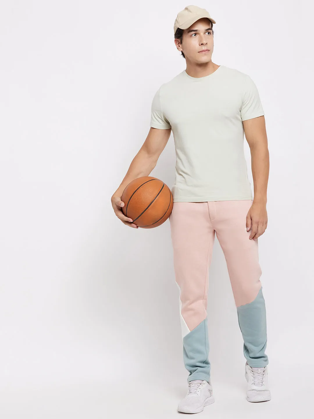 Camla Barcelona Colourblocked Peach Sweat Pants For Men