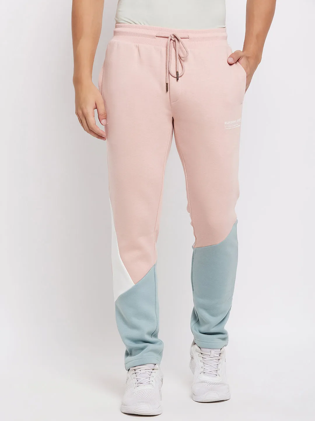 Camla Barcelona Colourblocked Peach Sweat Pants For Men
