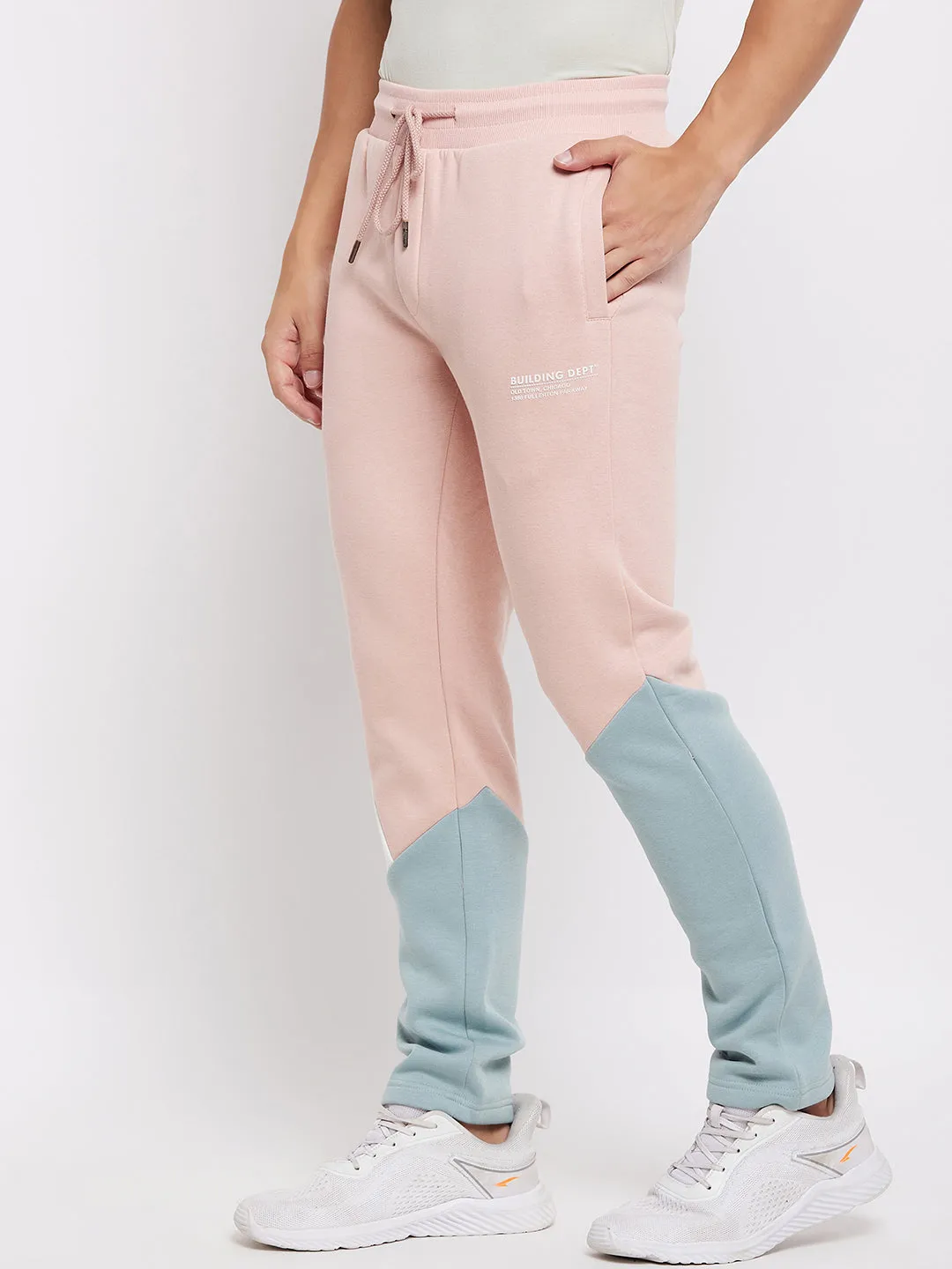 Camla Barcelona Colourblocked Peach Sweat Pants For Men