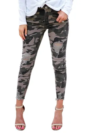Cammie Camo Distressed Pants Plus